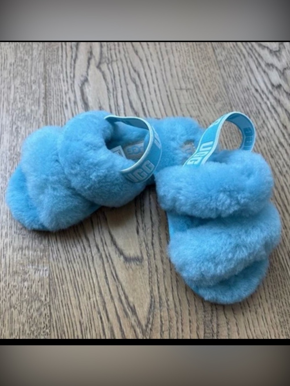 NEW- UGG Fluff Yeah Slide Marble Girls Toddler Slide Sandal in Teal, Size 7